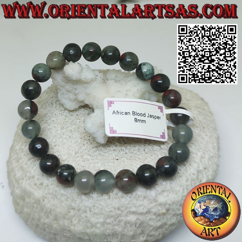 Bracelet Héliotrope Jaspe Sanguin 8mm Élastique