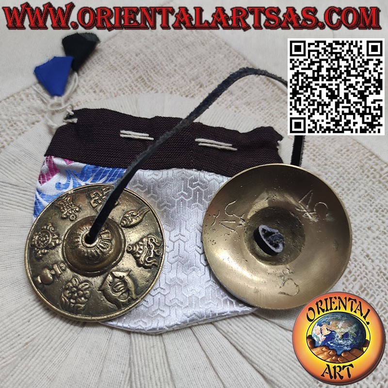 Cymbals in 7 metals with the 8 auspicious symbols in high relief