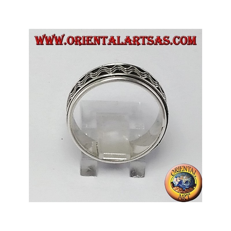 Anello girevole d'argento ( Antistress ) decorazione ad onde