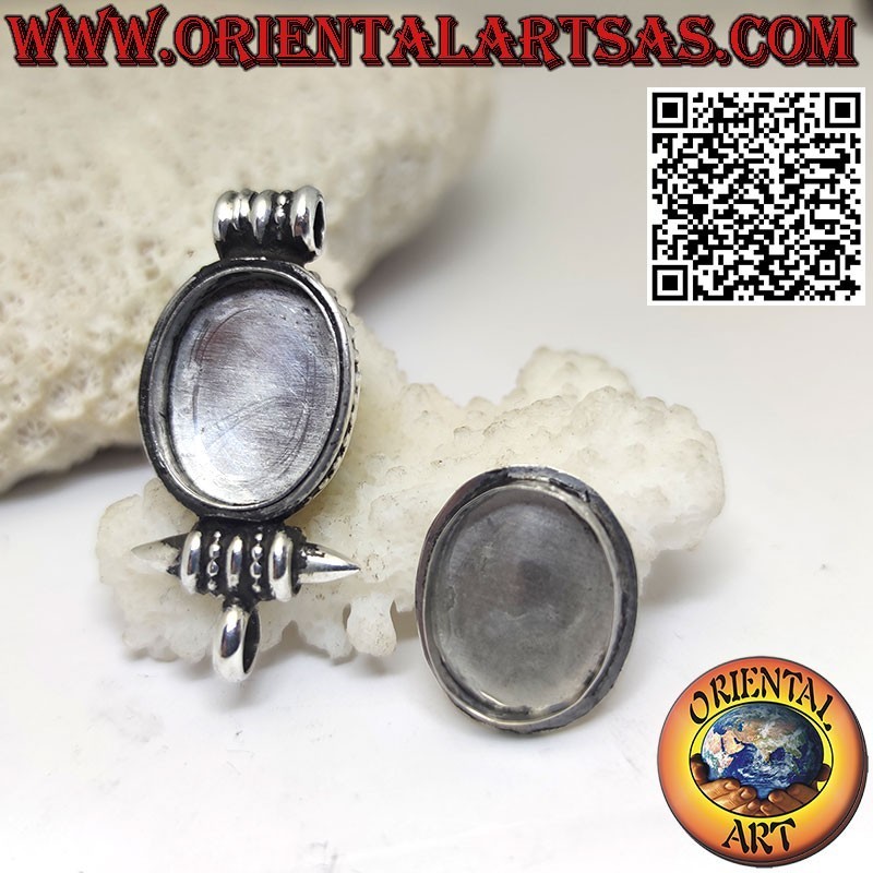 Ciondolo in argento "Gao Kalachakra" contenitore con turchese tibetano antico