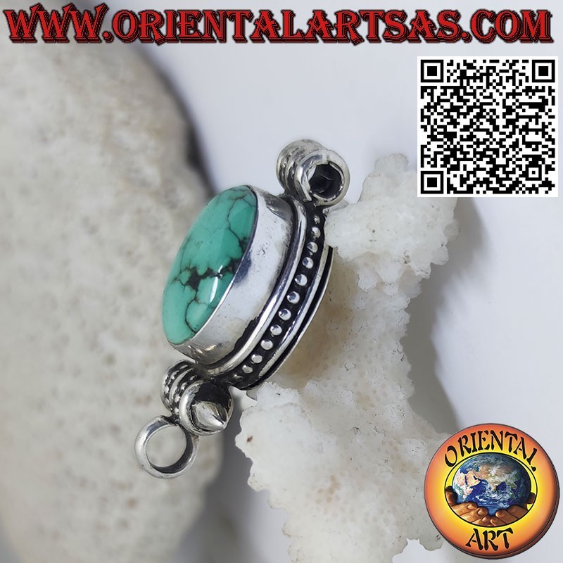 Silver pendant "Gao Kalachakra" container with ancient Tibetan turquoise