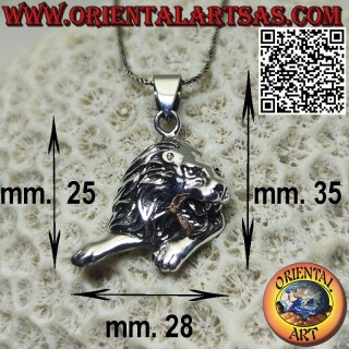 Silver pendant of the lying lion symbol of power and authority