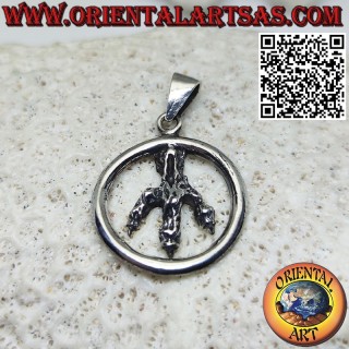 Pendentif en argent d'une griffe d'aigle royal dans le cercle
