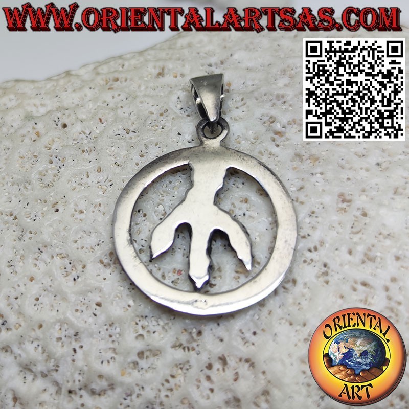 Colgante de plata de una garra de águila real en el círculo.