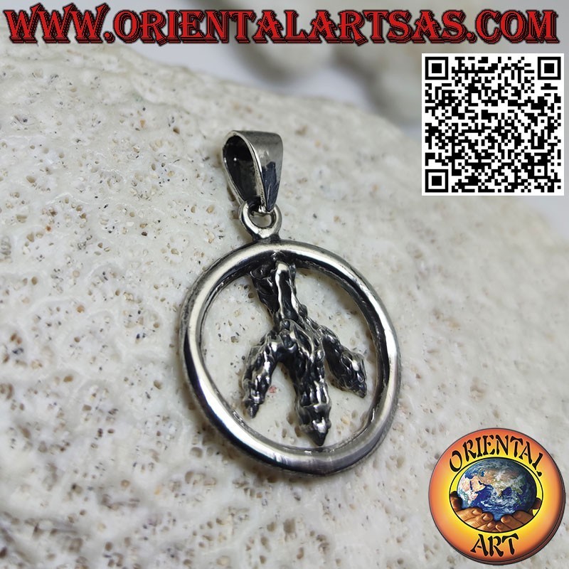 Colgante de plata de una garra de águila real en el círculo.