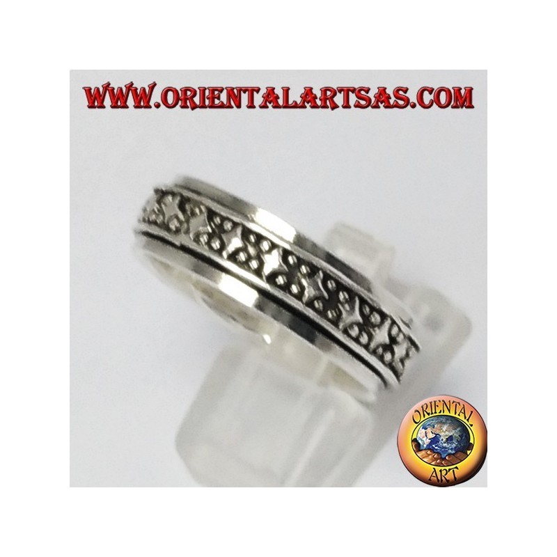 Bague en argent rotatif (stress) décoration rhombus