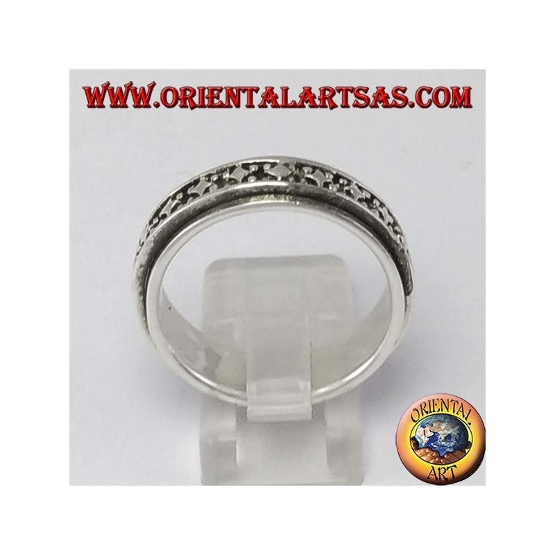 Bague en argent rotatif (stress) décoration rhombus