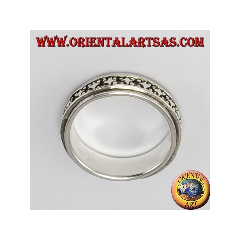 Bague en argent rotatif (stress) décoration rhombus