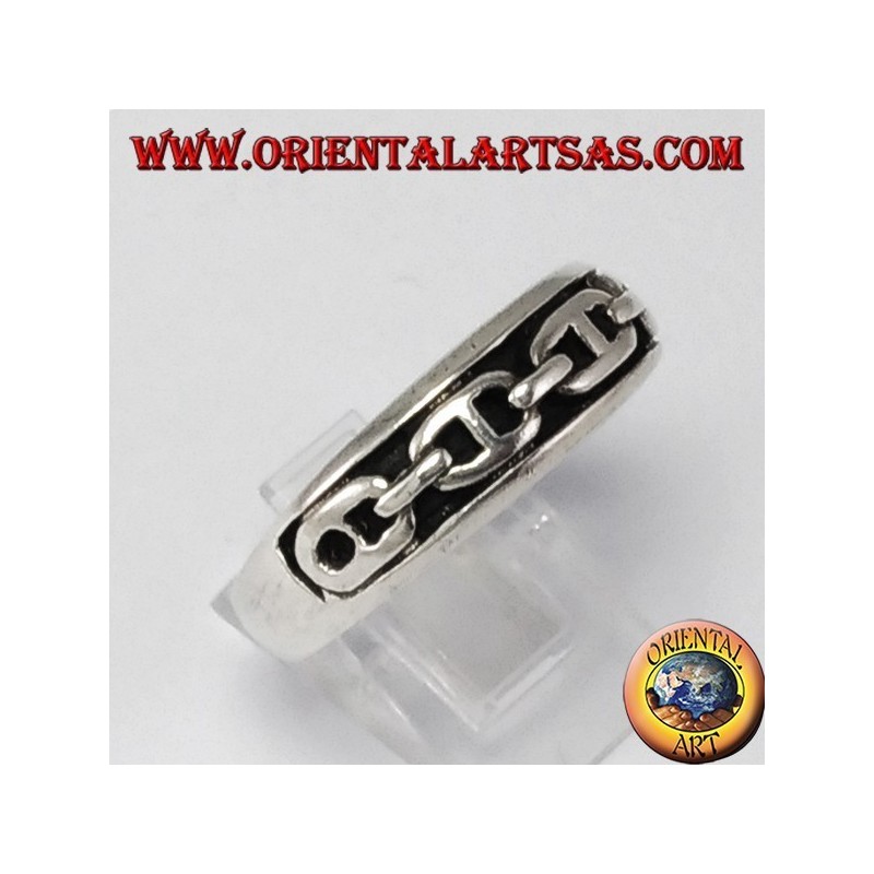 Silberring mit Akkord, Flachreliefkette