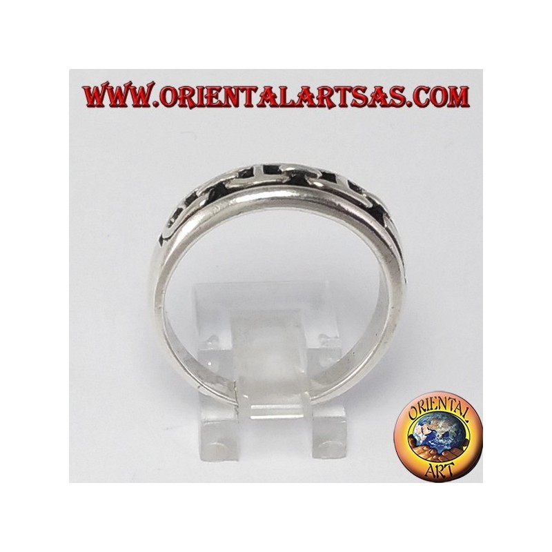 Bague en argent avec corde, chaîne de bas-relief