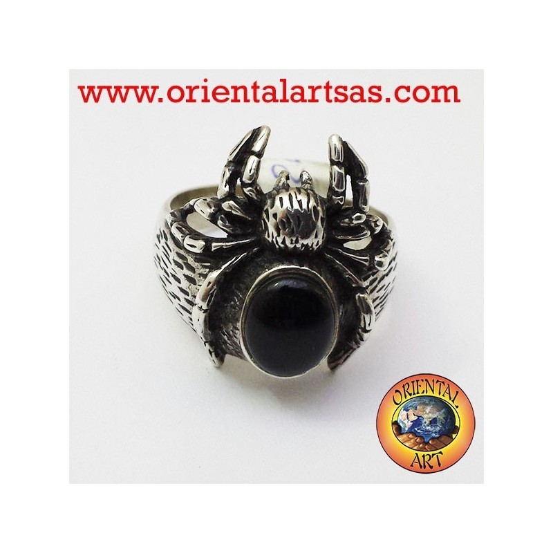 Anello Ragno con onice in argento Tarantola