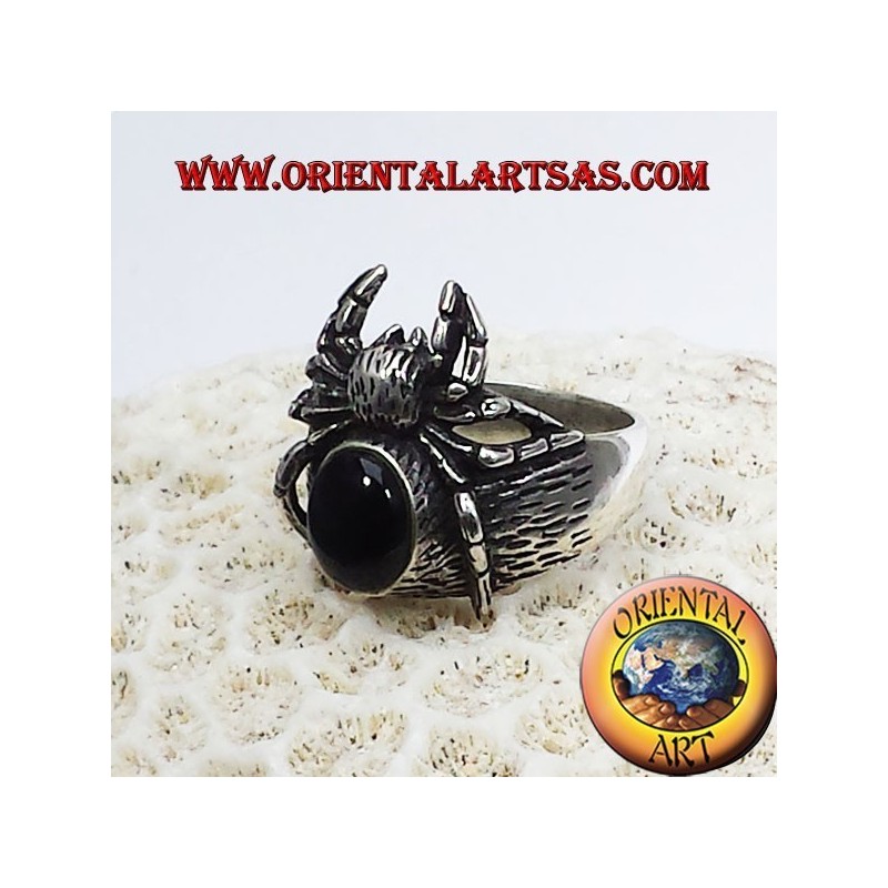 Anello Ragno con onice in argento Tarantola