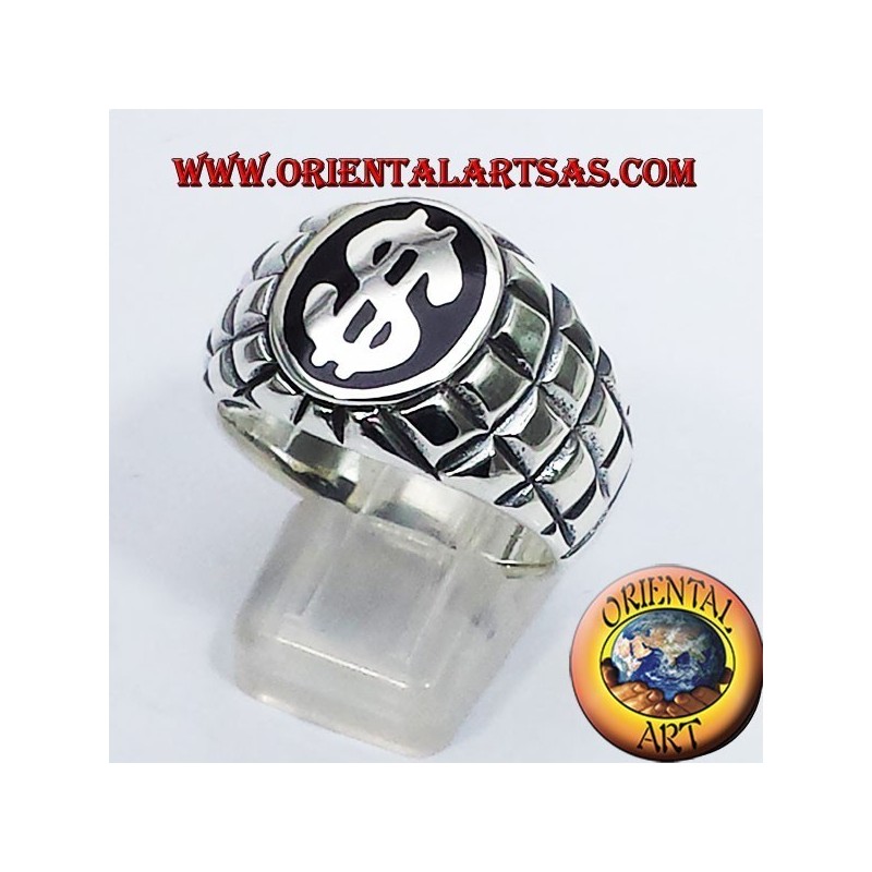 anello in argento con simbolo del dollaro