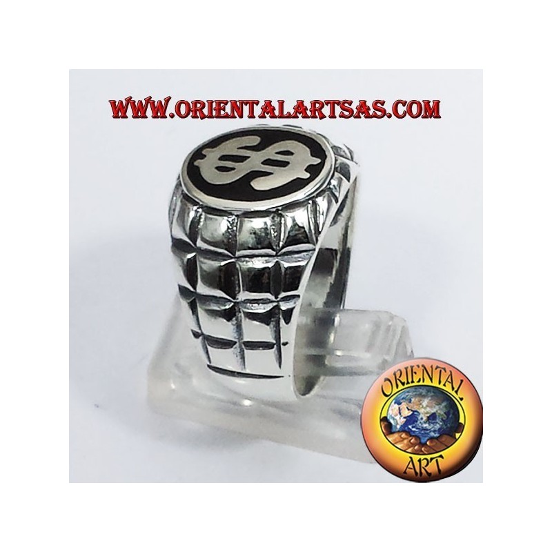 anello in argento con simbolo del dollaro