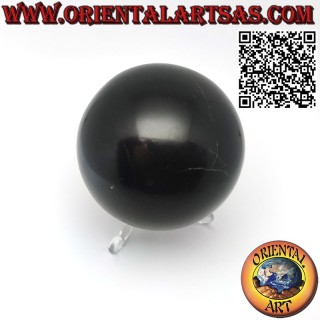 Esfera de obsidiana negra natural de 7 cm de diámetro, con base de 3 pies