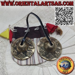 Cymbals with the 8 auspicious symbols in high relief, 7 metals