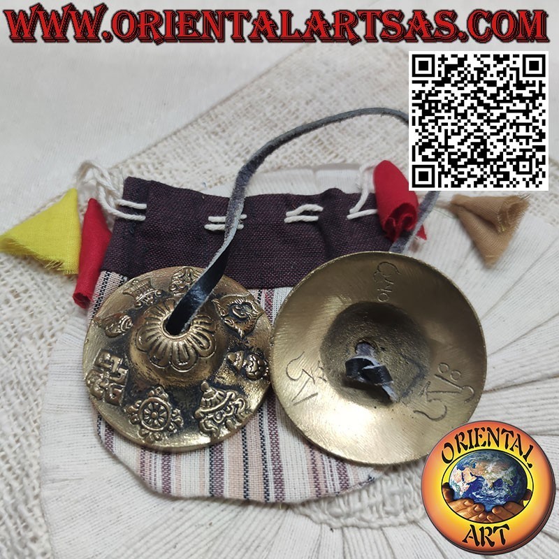 Cymbals with the 8 auspicious symbols in high relief, 7 metals