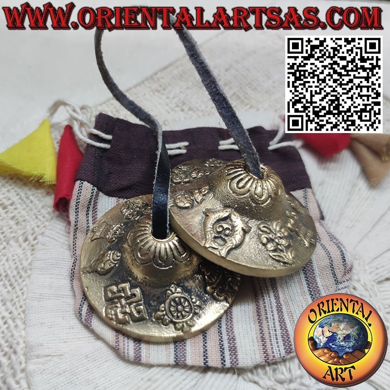 Cymbals with the 8 auspicious symbols in high relief, 7 metals