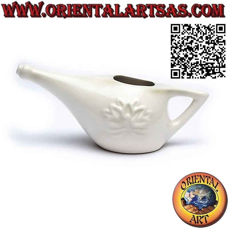 Ceramic neti pot complete with Himalayan salt, Ayurvedic tradition