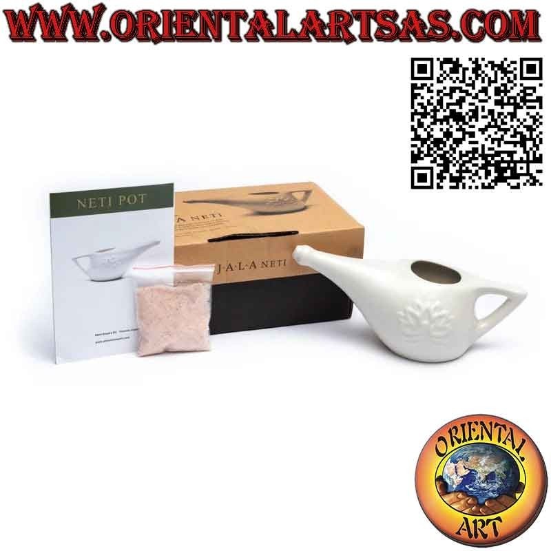 Neti pot in ceramica completa di sale himalayano, ayurvediche tradizioni
