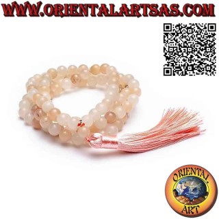 Chapelet bouddhiste Mālā (Japamālā) de 108 grains de 9 mm. en aventurine rose naturelle