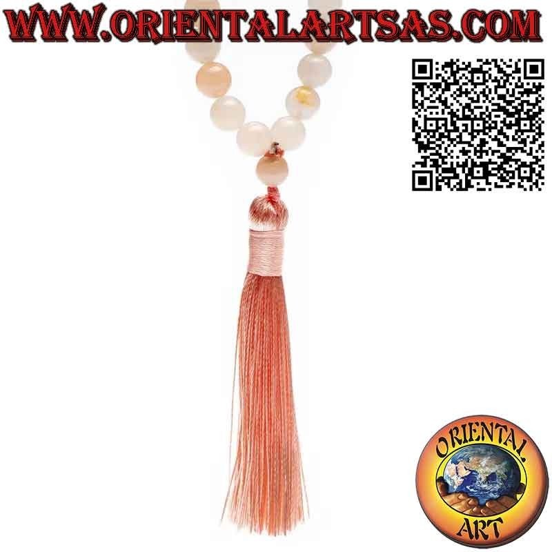 Mālā (Japamālā) Buddhist rosary of 108 beads of 9 mm. in natural pink aventurine