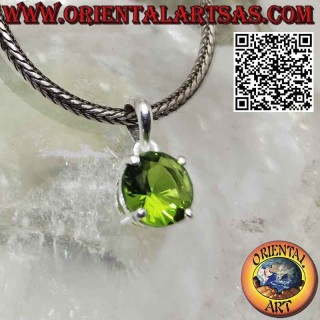 Silberanhänger mit rundem Peridot, besetzt mit vier Clips