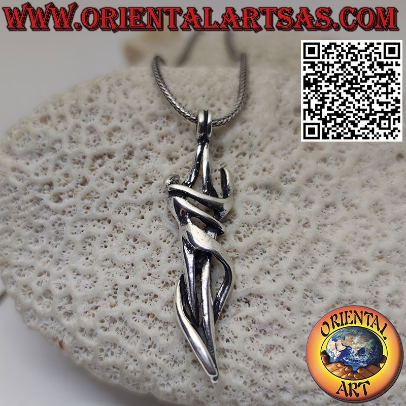 Silver pendant, loving couple embracing and dancing