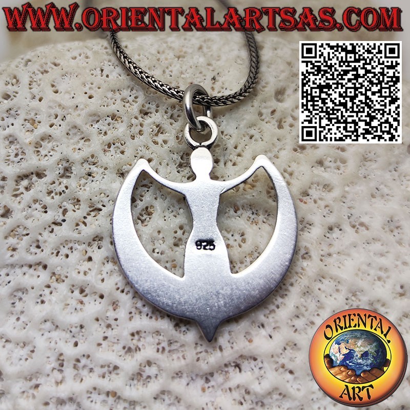 Pendentif en argent du pouvoir de la déesse wicca sur amulette croissant de lune