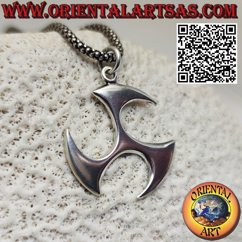 Tomoe silver pendant, symbol of the Shinto trinity, large