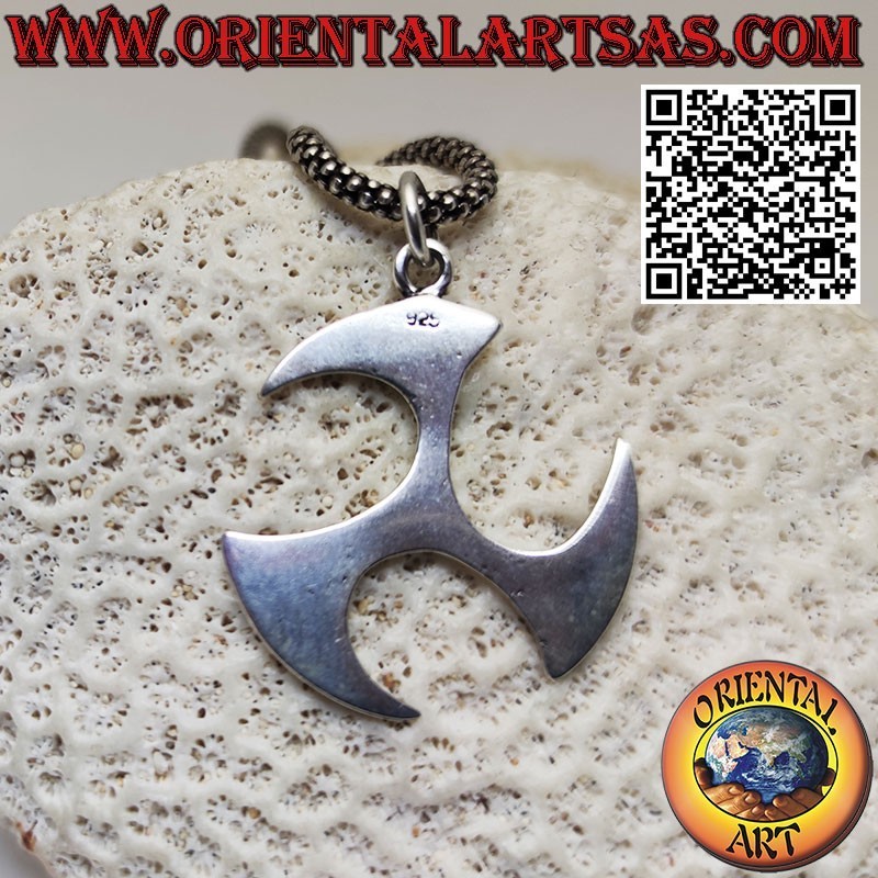 Pendentif Tomoe en argent, symbole de la trinité shinto, grand