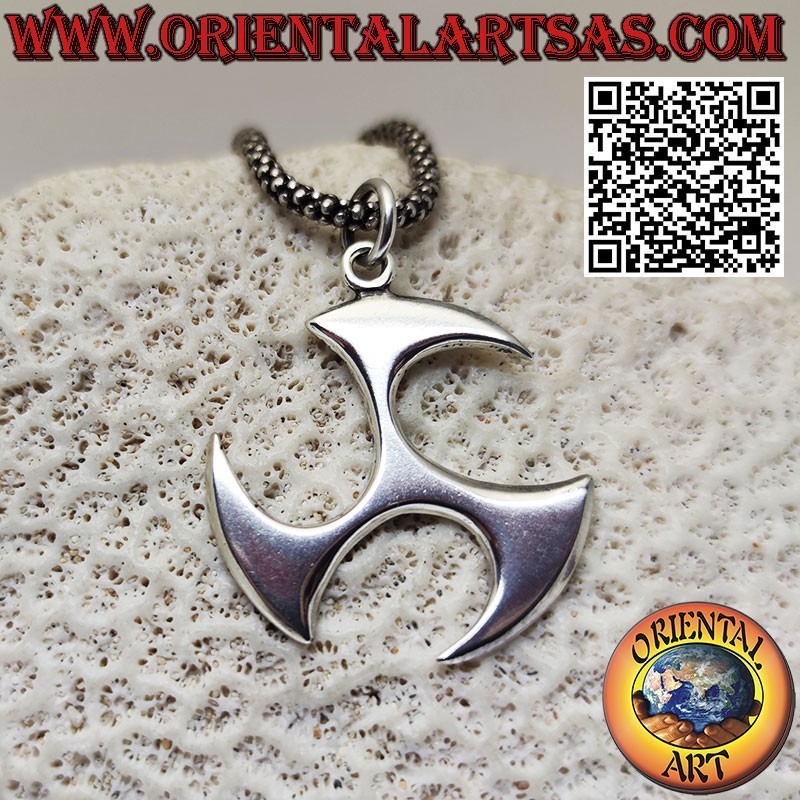 Colgante de plata Tomoe, símbolo de la trinidad sintoísta, grande