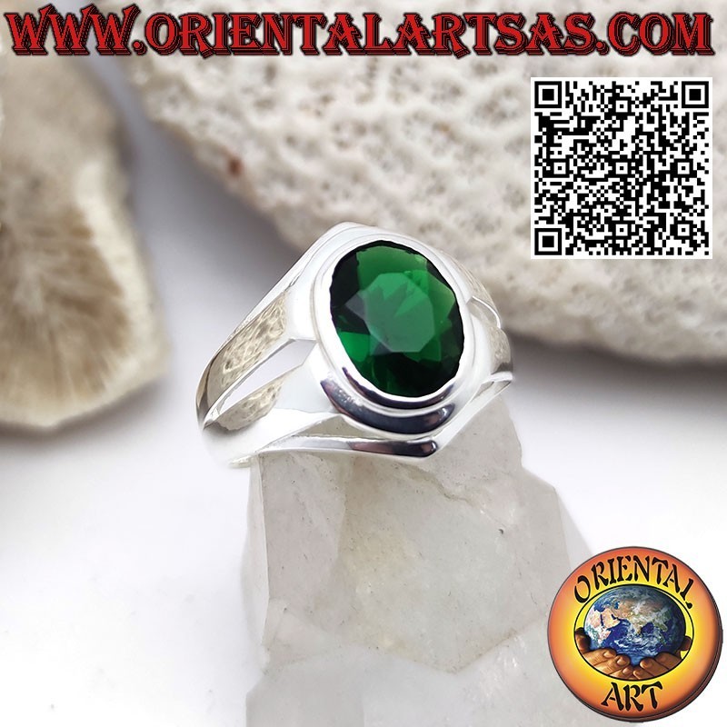 Ring in Silber mit goldenen ovalen Sintes und glänzenden Scheiben