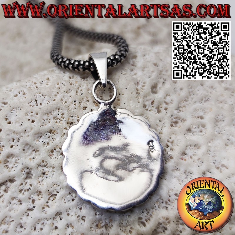 Silver pendant with high relief kokopelli symbol of happiness