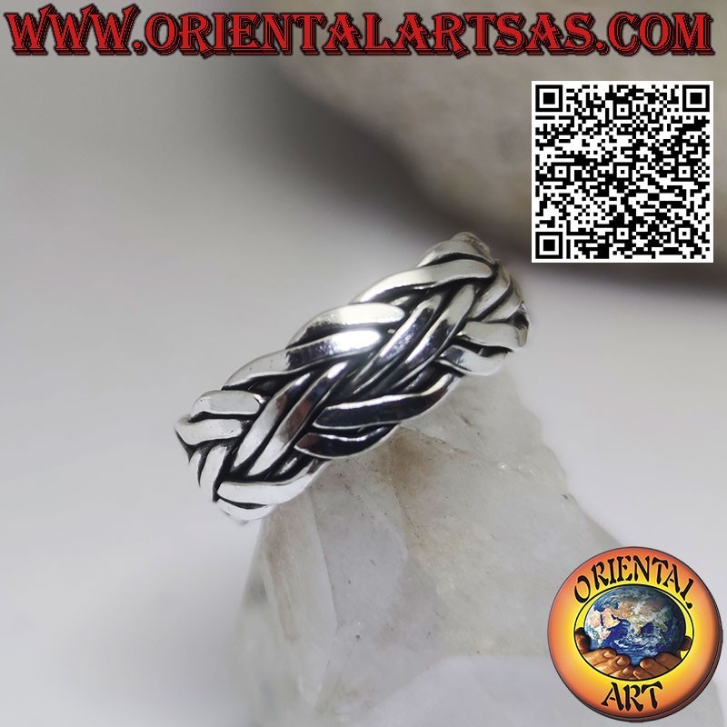 Bague en argent avec une paire de fils entrelacés à partir de 7 mm. longueur
