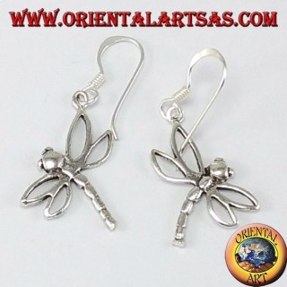 Silver earring dragonfly pendant