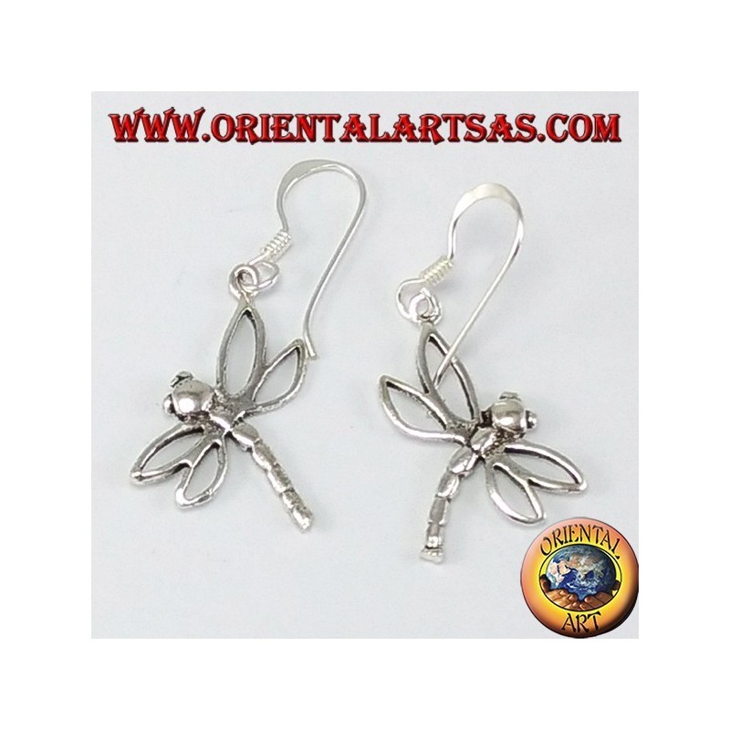 Silver earring dragonfly pendant