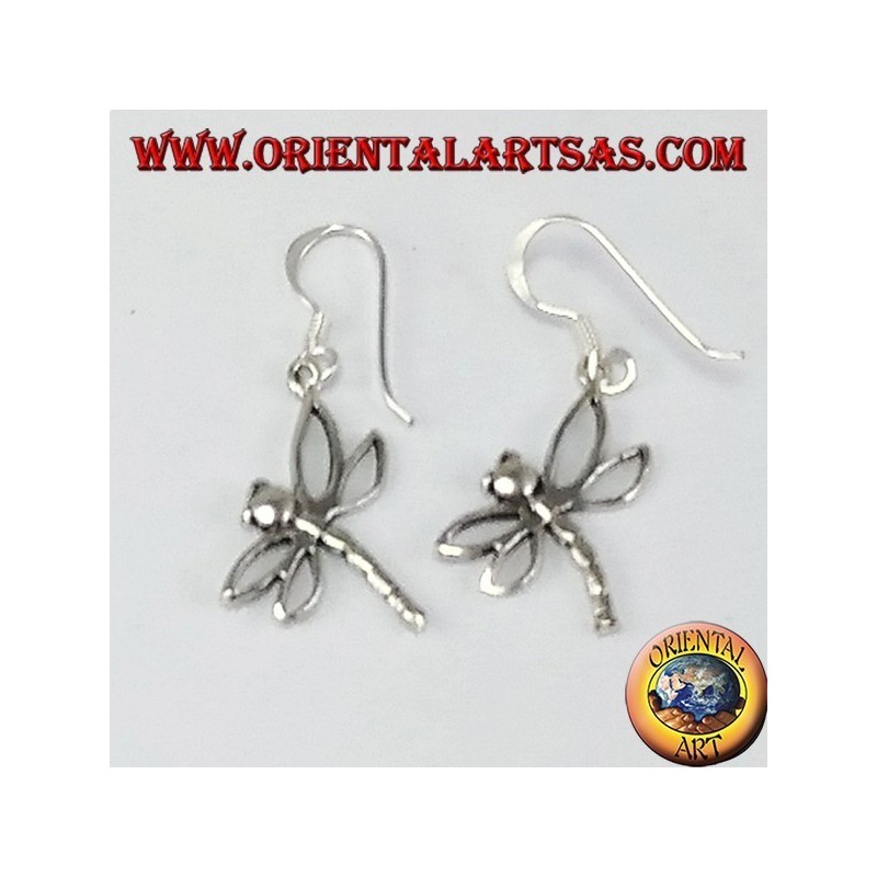 Silver earring dragonfly pendant