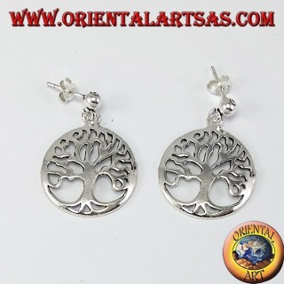 boucle d'oreille en argent, arbre de vie
