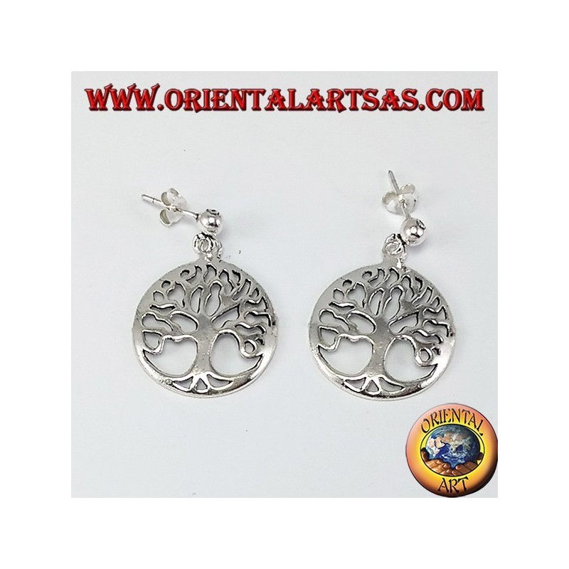 Silver earrings, tree of life