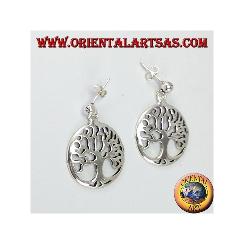 boucle d'oreille en argent, arbre de vie