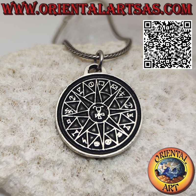 Talisman Silberanhänger Magisches Quadrat und Pentagramm des Merkur
