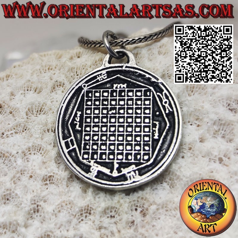 Talisman Silberanhänger Magisches Quadrat und Pentagramm des Merkur