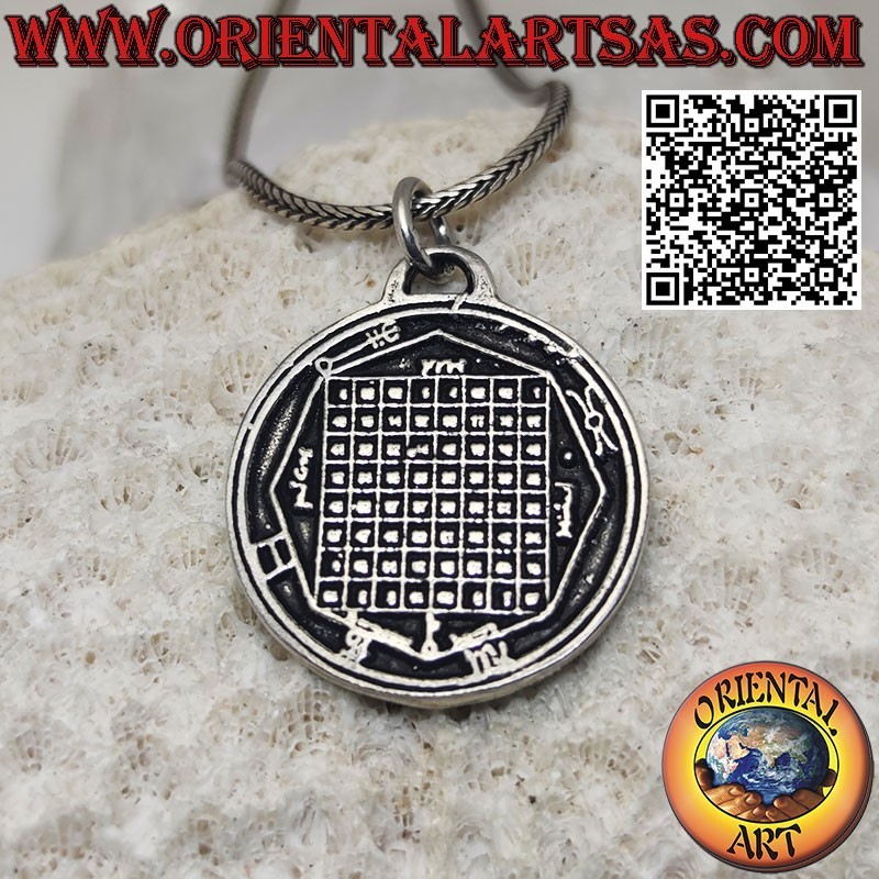 Talisman silver pendant Magic square and pentacle of Mercury