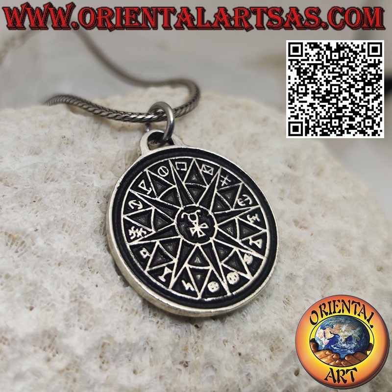 Talisman Silberanhänger Magisches Quadrat und Pentagramm des Merkur