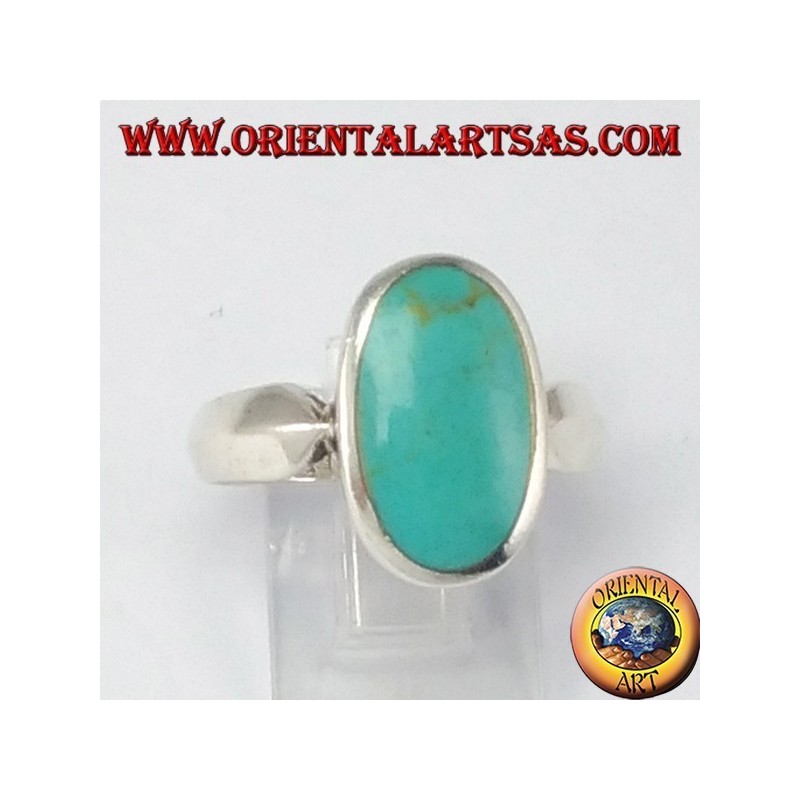 Simple silver ring with oval turquoise