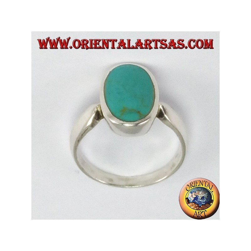 anillo de plata simple, con turquesa ovalada