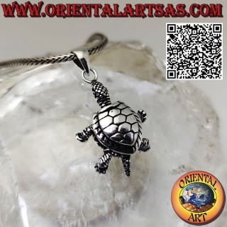 Pendentif en argent tortue terrestre mobile bouge la tête pieds queue