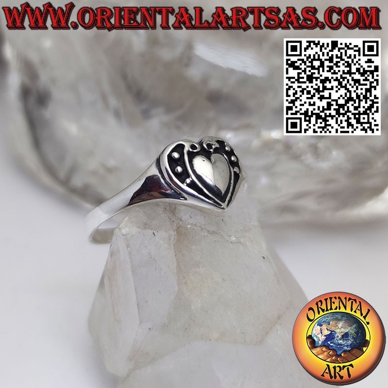 Heart dipped heart ring, made of solid 925 silver
