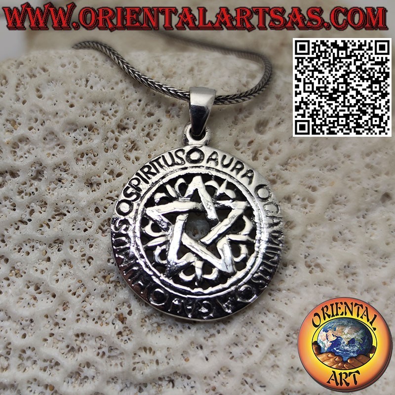 Pendentif Pentacle en argent Pagan Star Spiritus Aura Caminus Aqua
